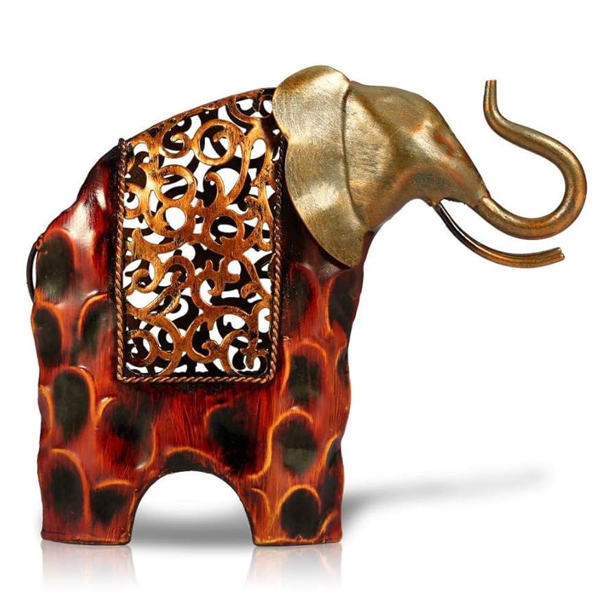 Amazon.co.jp: 彫刻刻まれた鉄象金属動物の置物の家の装飾の装飾